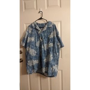 Palmwave Hawaiian Shirt XL Blue and White